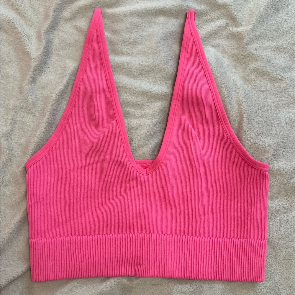 Pink Ribbed Women's Bralette